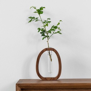 Mandyhome Walnut Hộ Gia Đình Bình Nhỏ Gỗ Chắc Chắn Thủy Tinh Trong Suốt Thủy Canh Hộp Đựng Hoa Thủy Canh Để Bàn Hoa Sắp Xếp Hoa Hoa Arr
