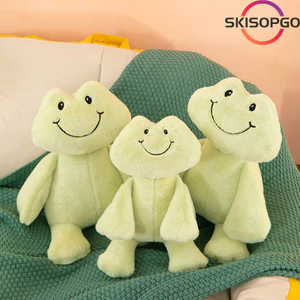 【SKISOPGO】Gấu bông Ếch cười，Gấu bông đồ chơi sang trọng，Ếch sang trọng，Dễ thương，Cartoon kẹo ngắn sang trọng thiết kế