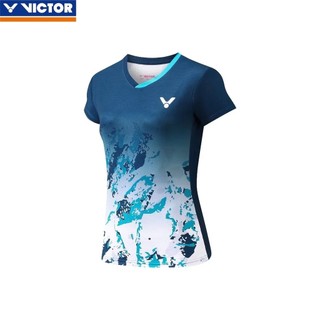Victor hợp thời trang mới áo sơ mi cầu lông nam nữ khô nhanh đồng phục đội thoáng khí chạy bộ tập thể dục tay ngắn