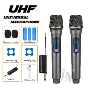 Micro không dây UHF Micro Karaoke năng động cầm tay kép có đầu thu sạc cho bữa tiệc cưới Câu lạc bộ nhà thờ