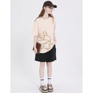 HIIXIIVI 2025 Mới Phong Cách Hàn Quốc 100% Cotton Tay Ngắn Oversize Áo Thun Plus Size Nữ Tee Rời Nam Nữ Thời Trang Cổ Tròn