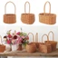 Giỏ hoa cô dâu IFASIN, Giỏ cắm hoa dệt bằng tay Willow Mây, Hộp đựng dã ngoại có tay cầm Giỏ dệt dã ngoại Cô gái hoa