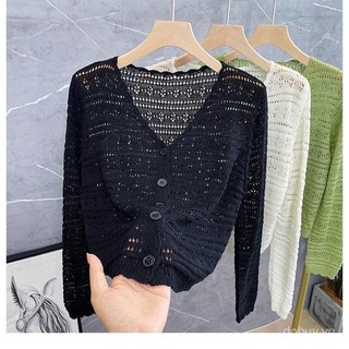 2025 Áo khoác cardigan dài tay cắt ngắn bằng lụa lạnh nhẹ mùa hè bảo vệ khỏi nắng cho phụ nữ