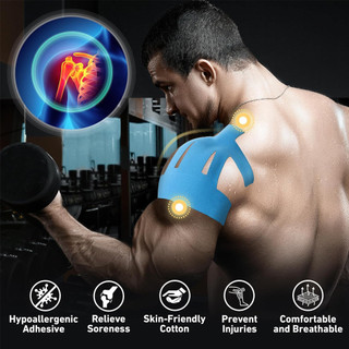 10 Băng dán thể thao Kinesiology cắt sẵn vai - Không thấm nước & thoáng khí, co giãn hỗ trợ giảm đau