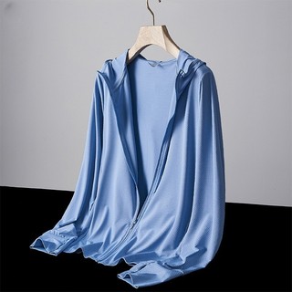 DICHUANGZHE Áo khoác dài tay có mũ trùm đầu bằng lụa băng nhẹ chống nắng Baggy Coat