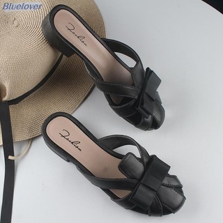 Bluelover Mùa Hè Phong Cách Mới Nữ Nửa Dép Phong Cách Mới Bên Ngoài Mặc Rỗng Dép Đế Bằng Giày Nữ Thời Trang Dép Mới