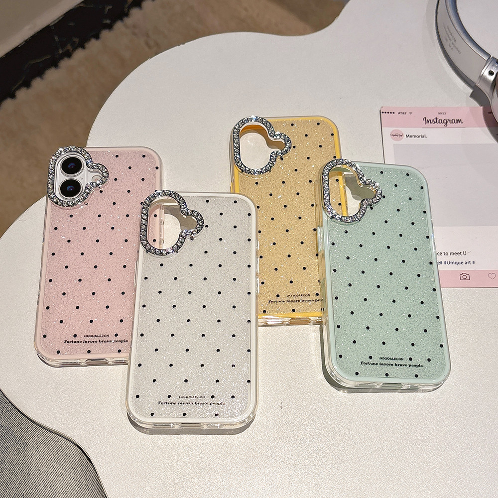 Ốp điện thoại Acrylic chấm tròn GLITTER cho iPhone 17 Pro Max 17 Air 16 Plus 15 14 13 12 11 Vỏ bảo vệ chống sốc