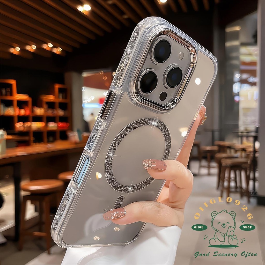 Ốp điện thoại từ tính chống rơi long lanh chống rơi iphone16 Pro Max 15 14 13 12 11 vỏ cho vỏ iPhone vỏ mềm TPU chống sốc