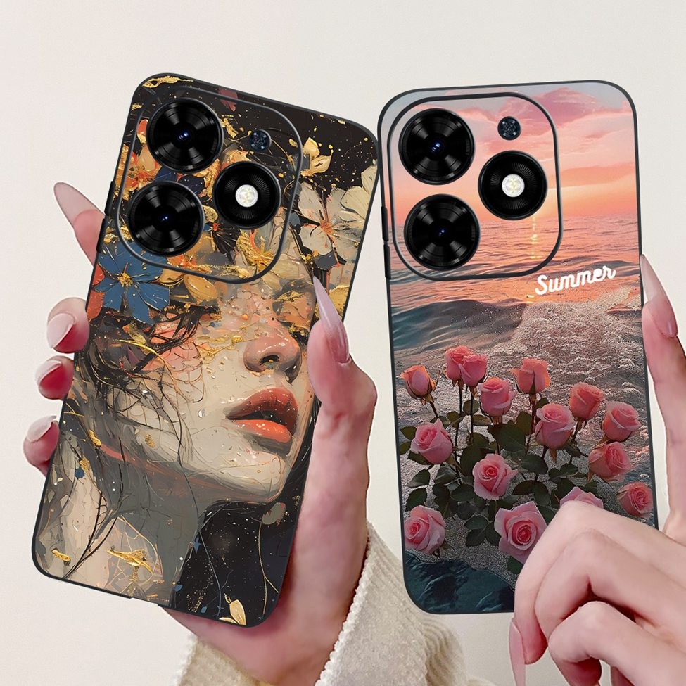 Ốp Lưng Tecno Spark Go 2024 Thẩm Mỹ Mèo Dễ Thương Thời Trang Hoa Sơn Bao Spark Go 2024 Tecno BG6 Vỏ Điện Thoại