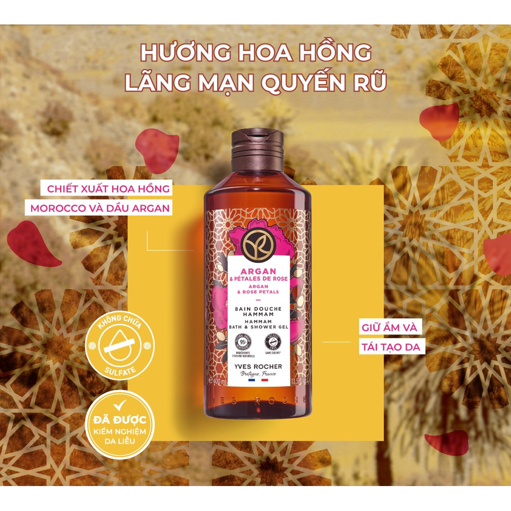 Ảnh Combo 2 sữa tắm hương hoa hồng tinh dầu argan và hương biển Yves Rocher 400mlx2 2