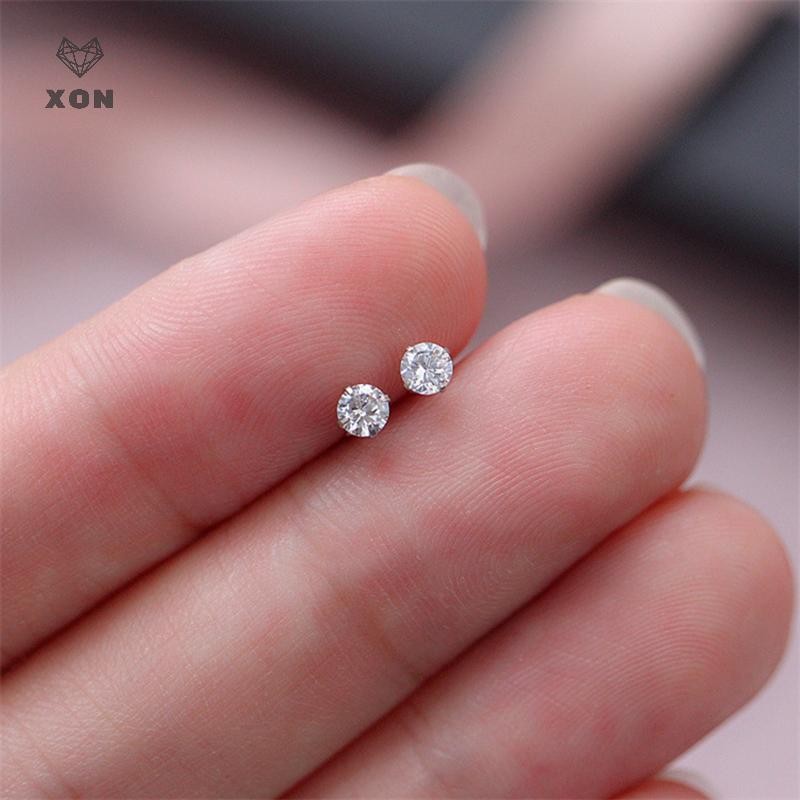[XON] 1 Đôi Bông Tai Zircon Four Prong Đơn Giản Cho Nữ [VN]