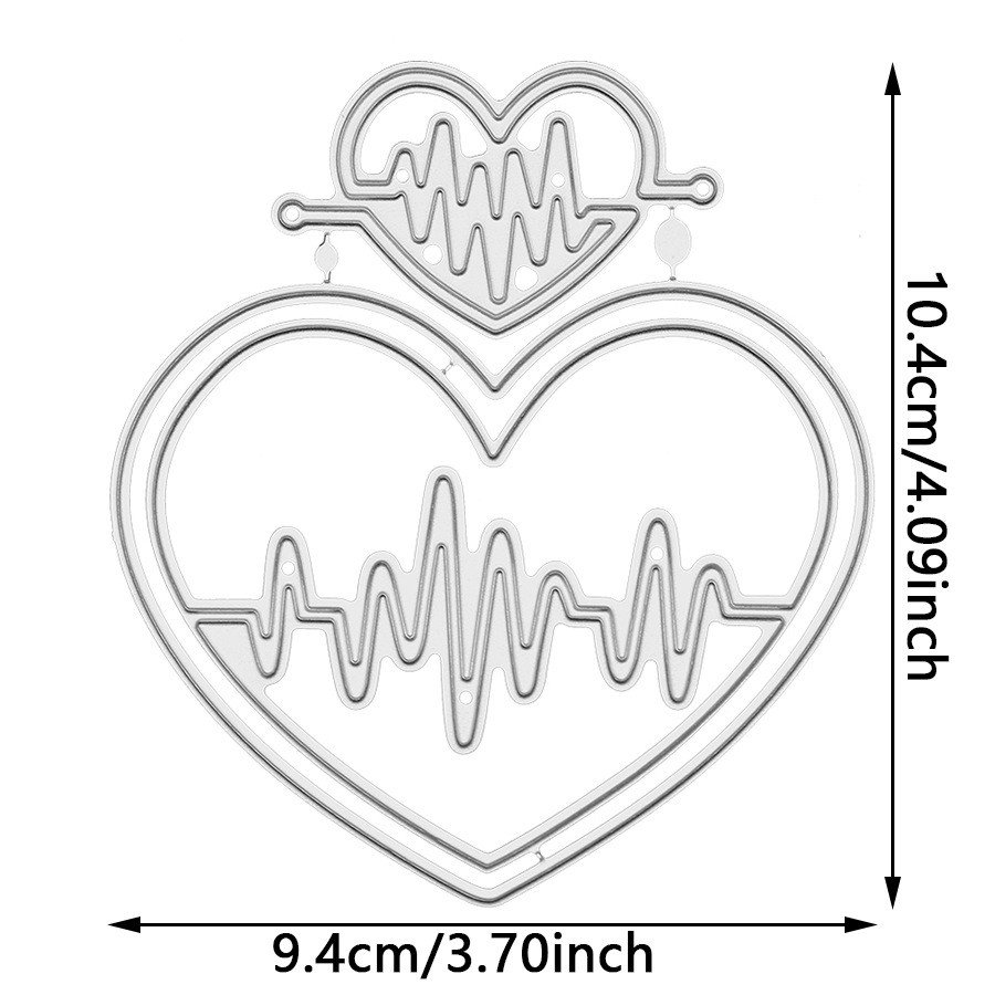 Trái Tim Tình Yêu ECG Sổ Lưu Niệm Cắt Khuôn DIY Kim Loại Thép Carbon Cắt Chết Dập Nổi Khắc Bản Mẫu Sổ Lưu Niệm Giấy Nghệ Thuật Trang Trí