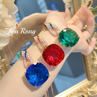 Châu Âu Mỹ ins Phong Cách Mới Kim Cương Phóng Đại Ngọc Lục Bảo Nhiều Màu Sắc Vòng Cổ Kho Báu Nữ