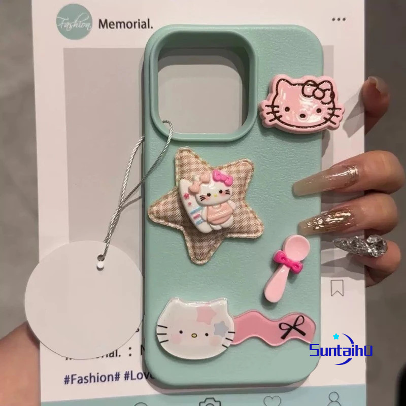 Suntaiho Ốp Lưng iPhone Dễ Thương Hoạt Hình Hello Kitty 3D Màu Hồng DIY Ốp Điện Thoại Silicon Mềm Cao Cấp Chống Sốc Cho iPhone 11 12 13 14 15 16 Pro max IP 7 8 Plus Iphon X Xs XR Xs max