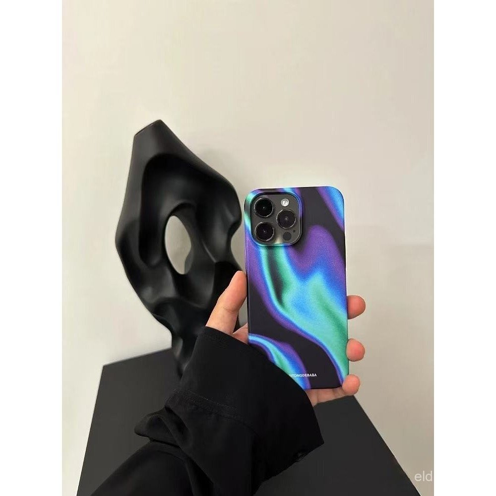 Ốp điện thoại Aurora Purple QYJS tương thích với iPhone 11 13 14 15 16 Pro Max 12 PRO X XS XR XS MAX 14 15 16 PLUS, vỏ cứng, phim bảo vệ cao cấp, chống sốc TAVD