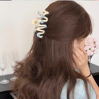 [3-5 Ngày Đến] 2 Kẹp Cá Mập Lớn Không Đều Hình Sóng - INS Style, Sweet - Kẹp Vuốt Tóc Màu Kem - Giá Đỡ Đuôi Ngựa - Kẹp Tóc Trái Tim Trắng Xanh