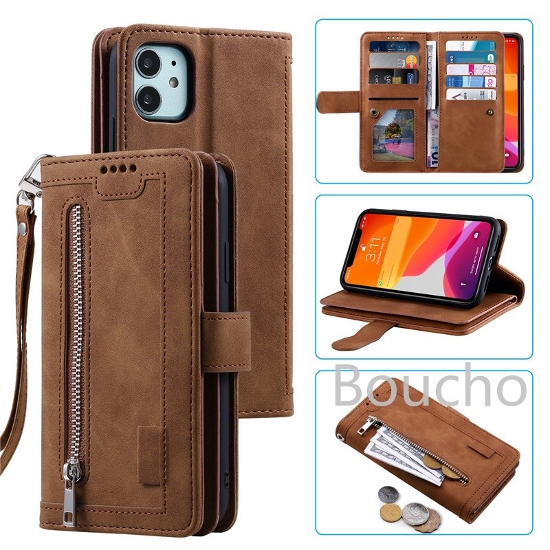 Dành Cho Xiaomi Redmi Note 14 13 12 11 11S 10 10S 9 9S 8 Pro Plus 14C 13C 4G 5G ID Tiền Mặt Khe Cắm Thẻ Tín Dụng Giá Đỡ Folio Flip Da PU Vỏ Cứng Từ Tính Có Dây Đeo