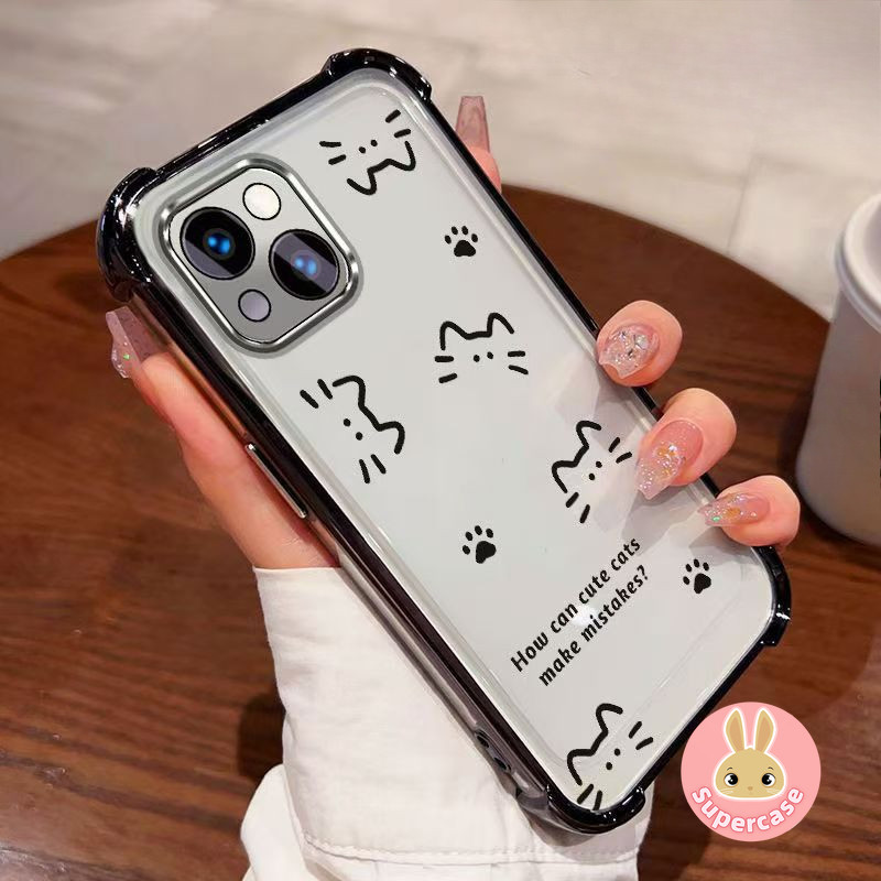 Ốp Điện Thoại Mèo Đường Dễ Thương Cho Redmi Note 15 Pro Plus Turbo 5 Max A7 Pro Xiaomi Poco X8 M8 Pro 5G 4G Vỏ Trong Suốt Khung Mạ Paw Ốp Lưng Mềm