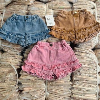 Q18M- Quần short bò nhún bèo cho bé gái Size từ 8-30Kg