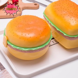 Pnpia Hamburger Hình Hộp Cơm Trưa Hai Lớp Dễ Thương Burger Bento Hộp Đựng Thực Phẩm Bộ Boutique