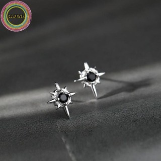 Safenh 1 Cặp Hợp Thời Trang Đen Zircon Ngôi Sao Bông Tai Dành Cho Nam Nữ Cặp Đôi Trắng Cá Tính Hip-hop Bông Tai Dự Tiệc Phụ Kiện Trang Sức VN