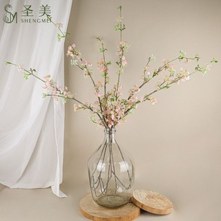 Cành hoa tuyết liễu nhân tạo từ cao su và hoa lụa trang trí phong cách cổ điển cao 80 cm thân giả mốc giống hệt thật