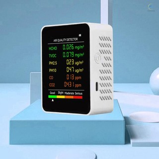 Trang chủ) 6 Trong 1 PM2.5 PM10 HCHO TVOC CO2 Máy dò chất lượng không khí đa chức năng CO Carbon Dioxide Formaldehyde Màn hình LCD Màn hình LCD Màn hình lớn Di động Văn phòng tại nhà Khách sạn Máy tính để bàn Air
