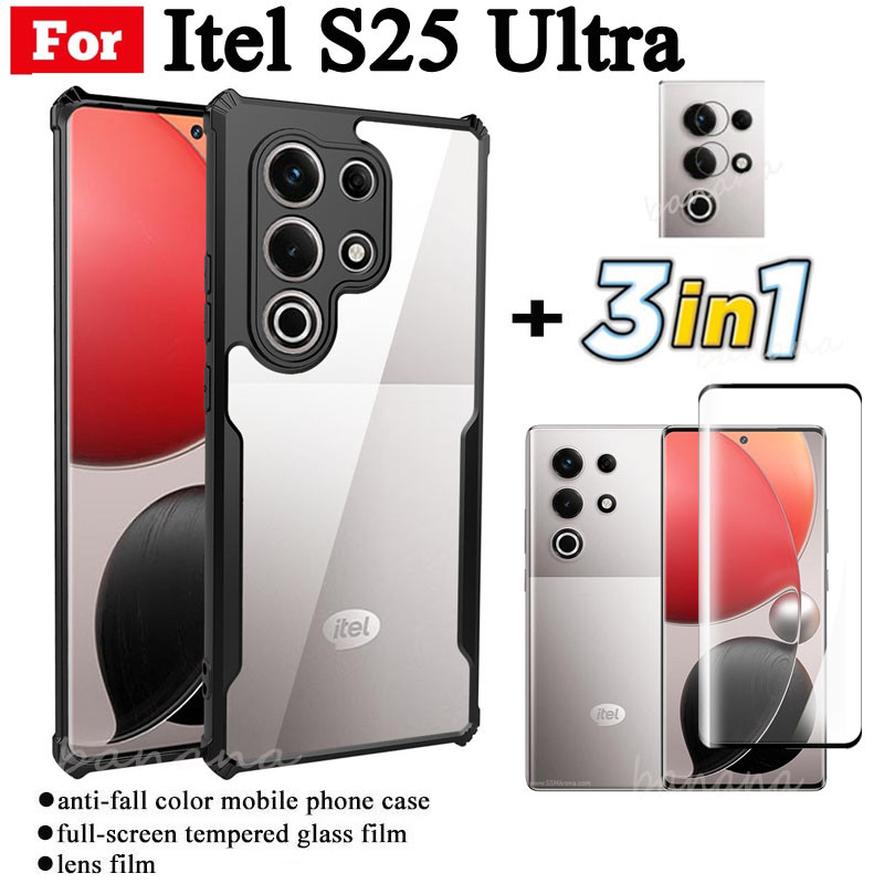 Ốp điện thoại chống sốc 3in1 Itel S25 Ultra cho Itel S25Ultra Phim Hydrogel mềm + Phim ống kính máy ảnh