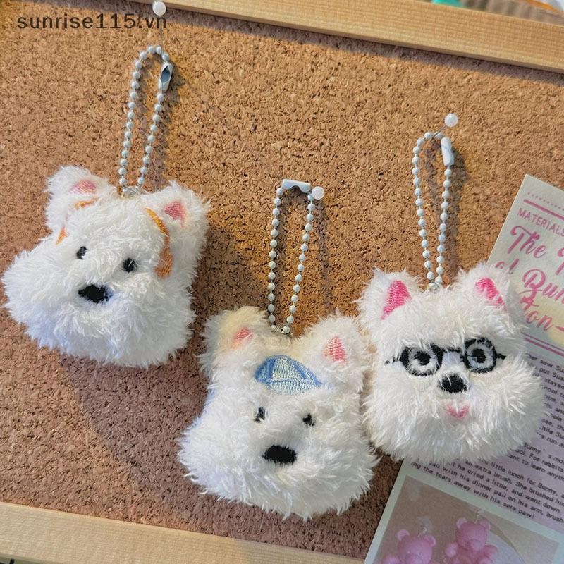 Srvn Highland Terrier Puppy Móc khóa Túi nhồi bông mềm mại sang trọng dễ thương Móc khóa búp bê Mặt dây chuyền quà tặng sinh nhật cho nữ.