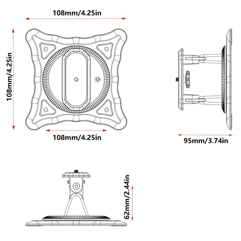 Giá đỡ máy chiếu 360° điều chỉnh góc, treo tường/để bàn, PTZ kim loại