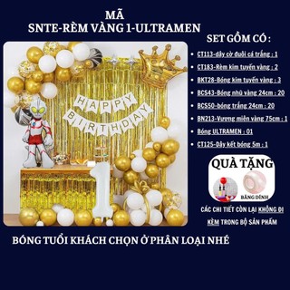 Set Bóng Trang Trí Sinh Nhật Tuổi Meo,tuổi Mão, thôi nôi, 12 con giáp cho bé gái - bé trai SNTE-RÈM VÀNG 1-ULTRAMEN