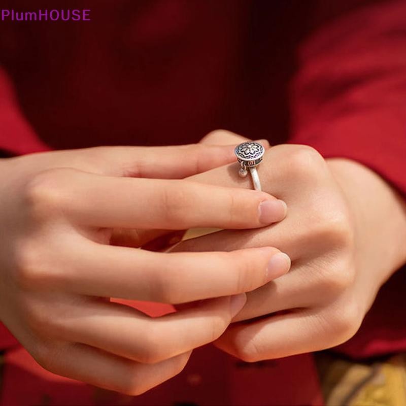 Plumhouse Phật Giáo Tây Tạng Cầu Nguyện Bánh Xe Nhẫn May Mắn Luân Xa Nhẫn Hoa Sen Mở Có Thể Điều Chỉnh Xoay Nhẫn Quà Tặng VN