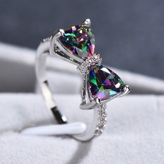Nhẫn Bạc S925 Nơ Zircon Đơn Giản Trang Sức Thời Trang Nữ Tặng 5
