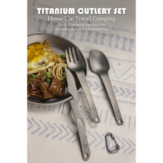 Boundless Voyage Bộ Dao Kéo Titan Siêu Nhẹ Tiện Ích Flatware Dụng Cụ Thìa Nĩa Dao Dùng Cho Gia Đình Du Lịch Cắm Trại 3 Bộ