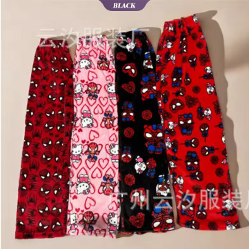 Mới Người Nhện Quần Ngủ Anime Hello Kitty Pyjama Quần Flannel Mềm Mại Quần Hoạt Hình Nhà Quần Cặp Đôi Quà Tặng [BL]