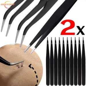 Nhíp Nối Mi Thẳng / Cong Đầu Chính Xác - Nhíp Inox Chống Tĩnh Điện Cho Móng Tay Nghệ Thuật Kim Cương Giả / Trang Sức Pickup
