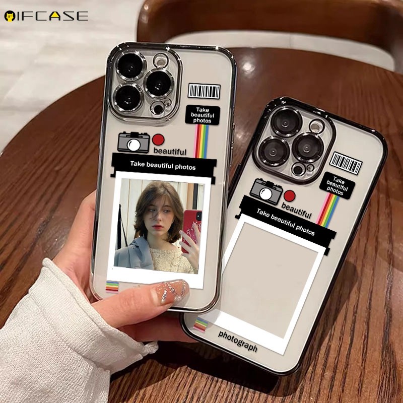 Dành Cho iQOO Z9 Turbo Z9x Z8 Z8x Z7 Z6 Pro Lite Z7i Z3 Z1 Ốp Điện Thoại DIY Đặt Thẻ Ảnh Khung Camera Cặp Đôi Sáng Bóng Lấp Lánh Nhãn Trong Suốt Vỏ Mềm Ốp Lưng