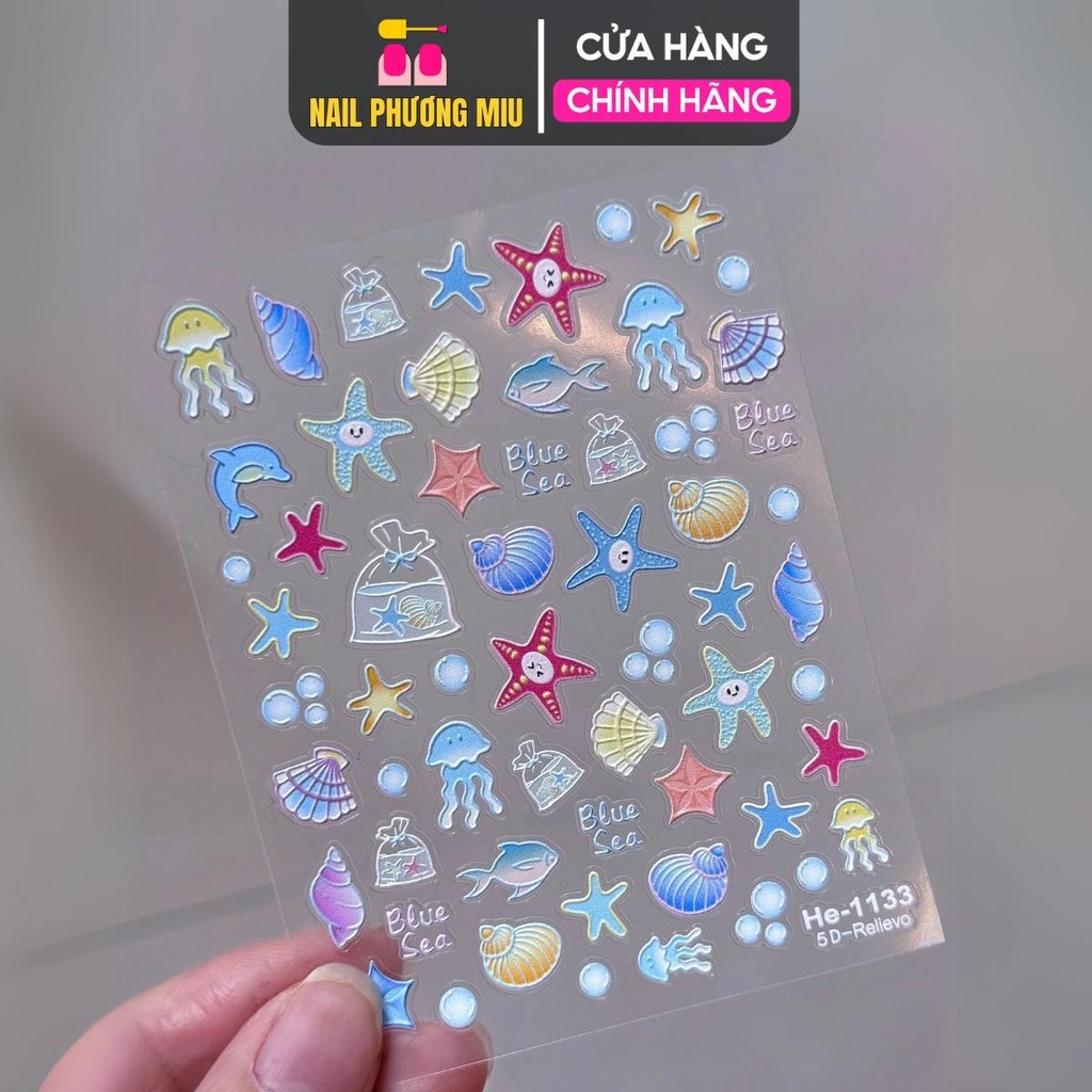 Sticker 5D Biển Cả Hình Sao Sò Ốc Biển Cá Heo Nhiều Màu Pastel Làm Nail ...