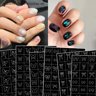[savemoneyeveryday] Hallow Bow Knot Nail Art Sticker Nhãn dán tự dính Làm móng tay Salon Cung cấp mẫu vết bẩn kiểu Pháp Nhãn dán phụ trợ [vn]