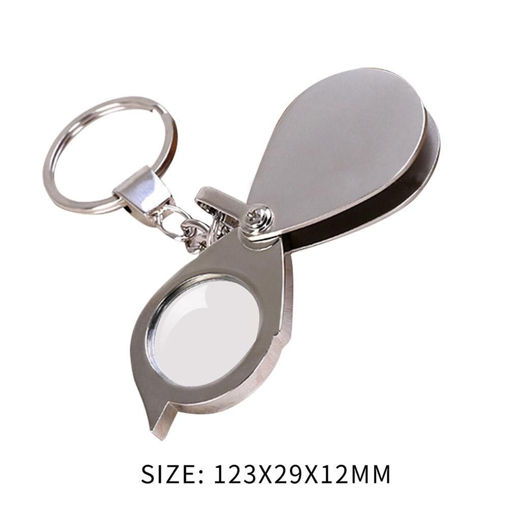 10 / 15 / 20 / 30X Kính lúp kim loại Mini Bản đồ đọc sách Trang sức Gấp Móc khóa Loupe Kính lúp cầm tay hàng ngày Đồ dùng quà tặng
