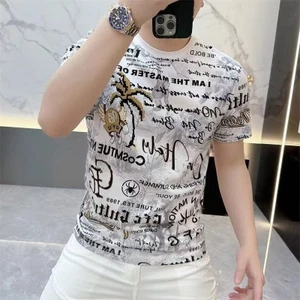 Áo thun nam cao cấp mùa hè 2025 hợp thời trang thương hiệu mới in hình giảm béo thời trang dáng rộng áo chữ thường ngày