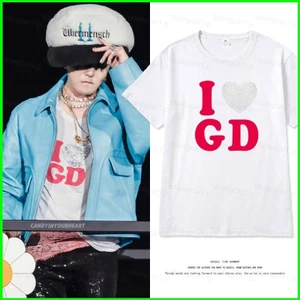 YB1 G-Dragon Nhật Bản tour du lịch thế giới 2025 cùng phong cách I LOVE GD Áo thun cotton đính đá ngắn tay BY1