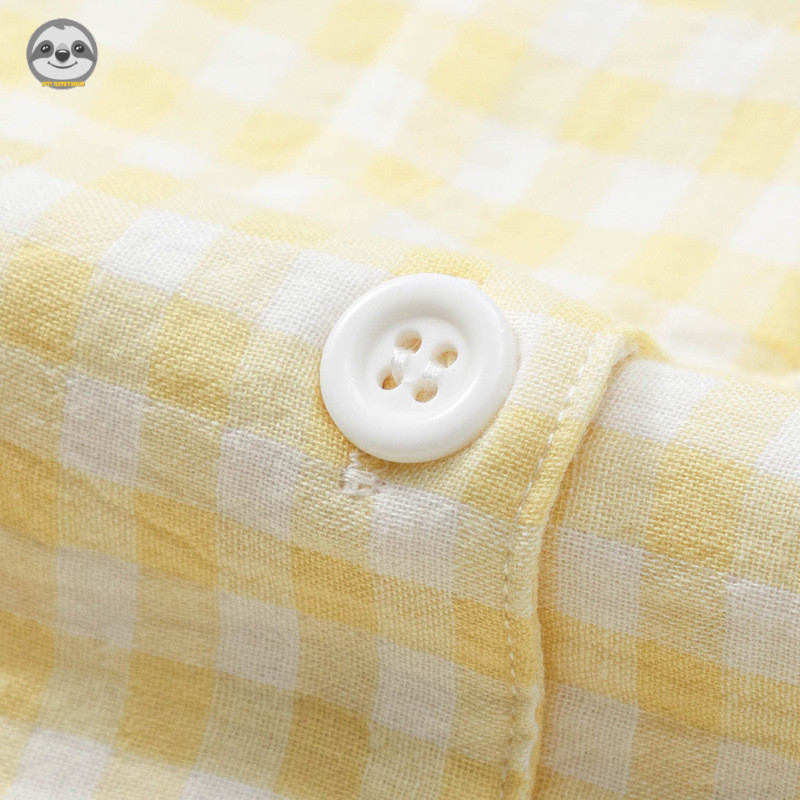 Phong cách Nhật Bản Muji Style / Bộ đồ ngủ đôi sợi Cotton đã giặt / Quần ngắn tay Cotton nguyên chất Đồ mặc nhà cho cặp đôi mùa hè