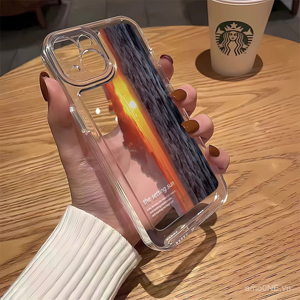 Ốp điện thoại Sunset cho Samsung Galaxy A13 A14 A15 A16 A23 34 A35 A36 A54 A55 4G 5G, trong suốt, chống rơi, không gian