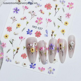 [savemoneyeveryday] Miếng dán thanh trượt dính nghệ thuật làm móng 3D Hoa hoa Buds Letter Đề can cho móng tay Trang trí móng tay Mẹo làm đẹp [vn]