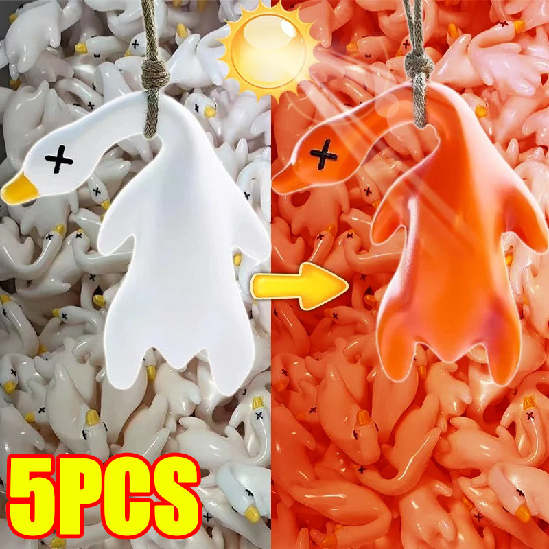 Trang trí xe hơi phản ứng UV - Móc khóa vịt cao su mềm ngộ nghĩnh với tính năng mặt dây chuyền đổi màu
