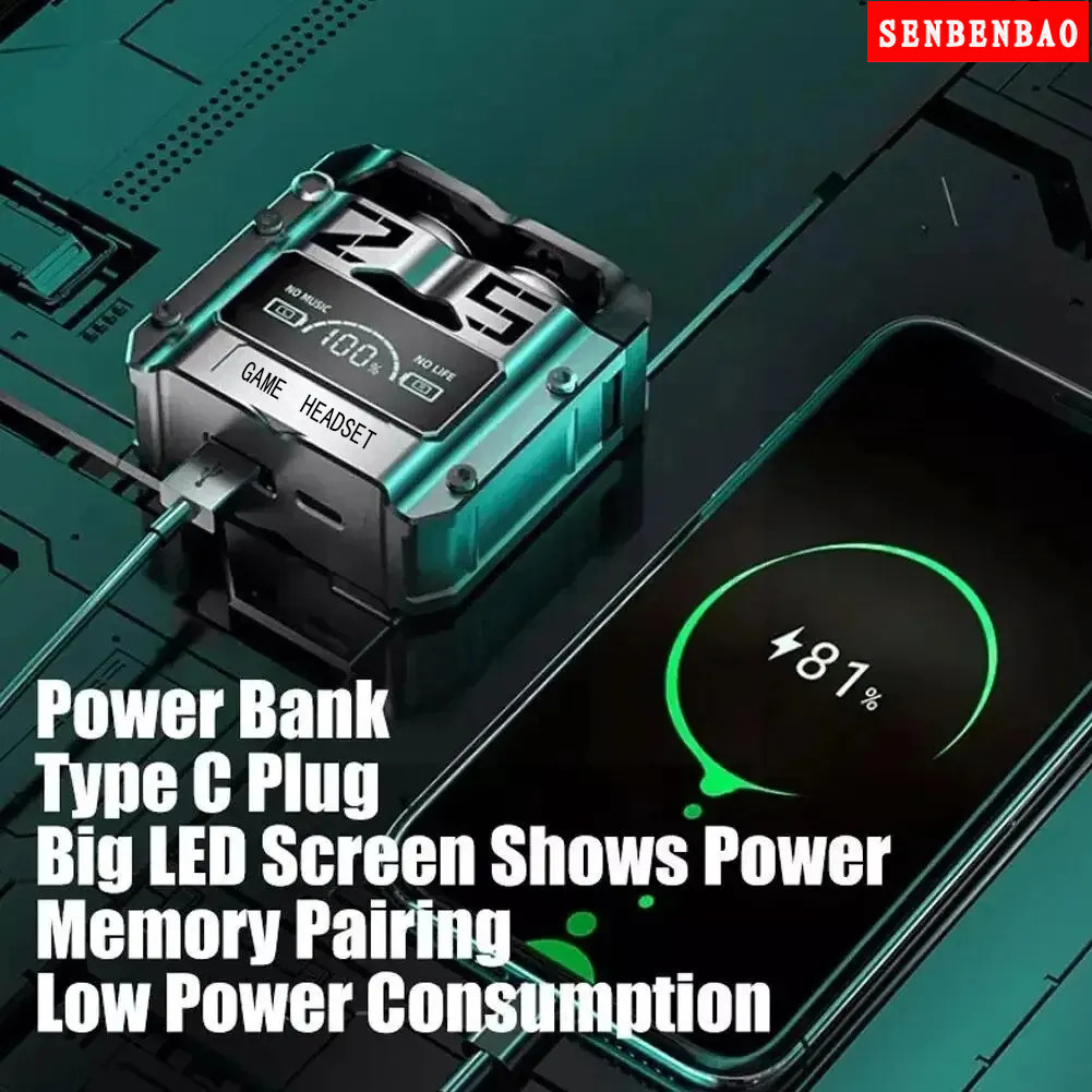 Tai nghe Bluetooth không dây chơi game Senbenbao M25TWS Điều khiển cảm ứng Giảm tiếng ồn Tai nghe âm thanh nổi Màn hình LED