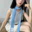 Khăn choàng len FUJIOU, Khăn dệt kim Y2K màu trơn, Bông tai mềm mại phong cách Hàn Quốc Ruy băng Khăn quàng cổ hẹp dài ngoài trời