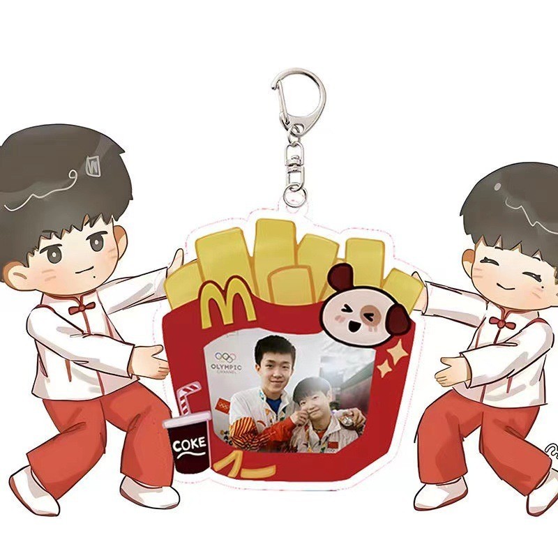 Sun Yingsha Wang Chuqin Acrylic Móc Khóa Mặt Dây Chuyền Bạn Bè Quà Tặng Ping-pong CP Hoạt Hình Quà Tặng Sáng Tạo