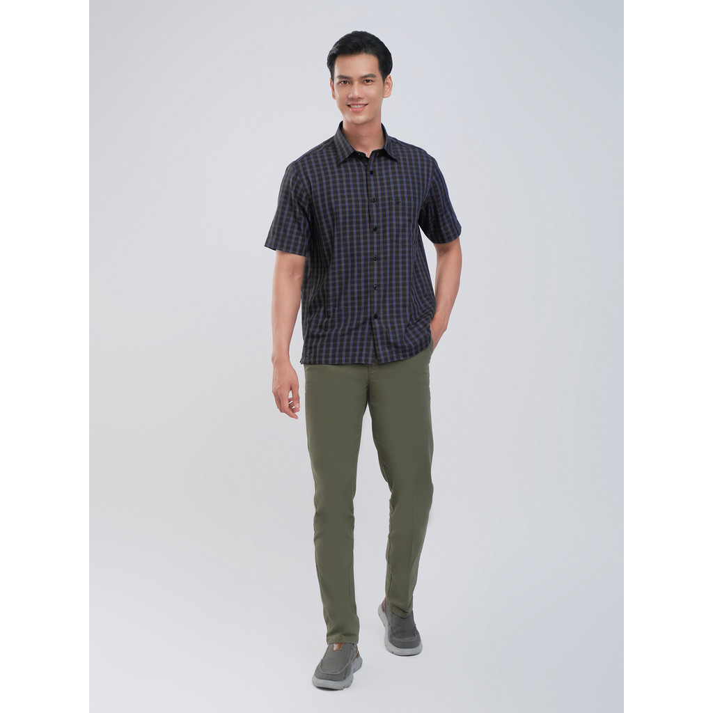 Sơmi ngắn tay lai ngang VIETTIEN SMART CASUAL vải sợi hoa hồng phom regular VT00000236